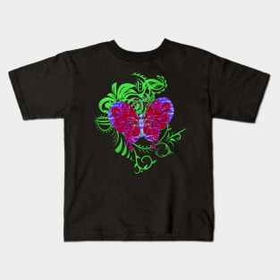 Decorative Cherry Red Butterfly Silhouette Art Kids T-Shirt